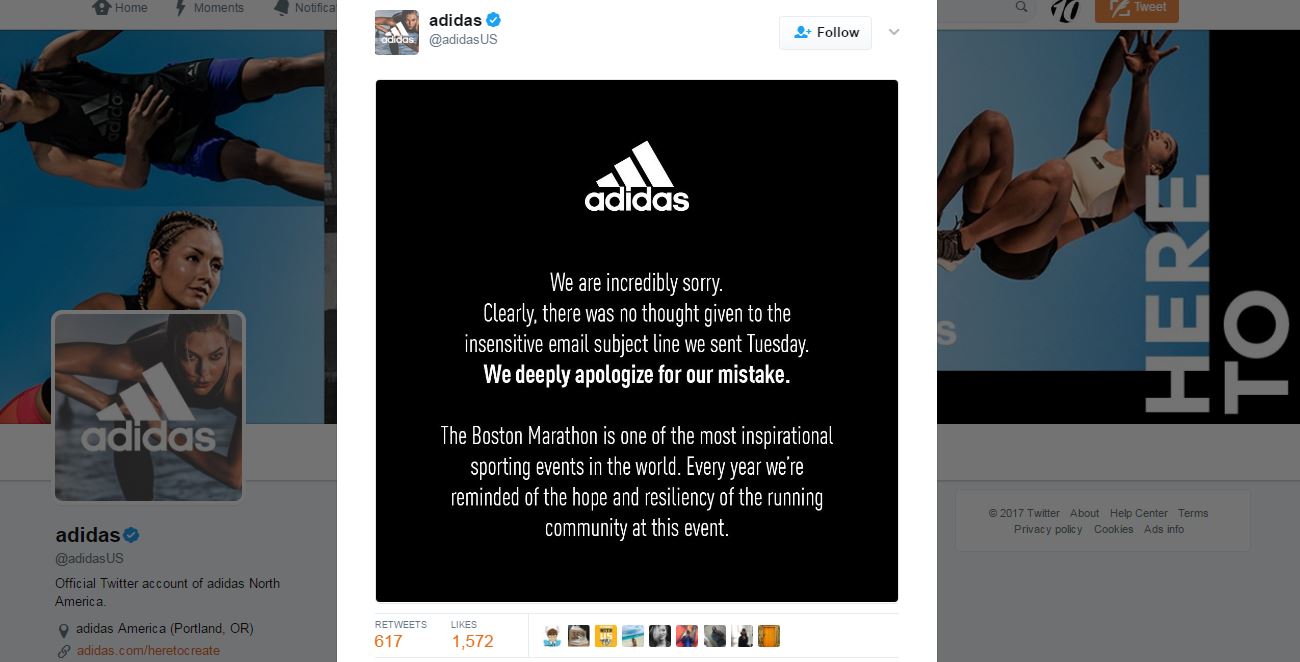 ‘You Survived The Boston Marathon!' email from Adidas has Twitter